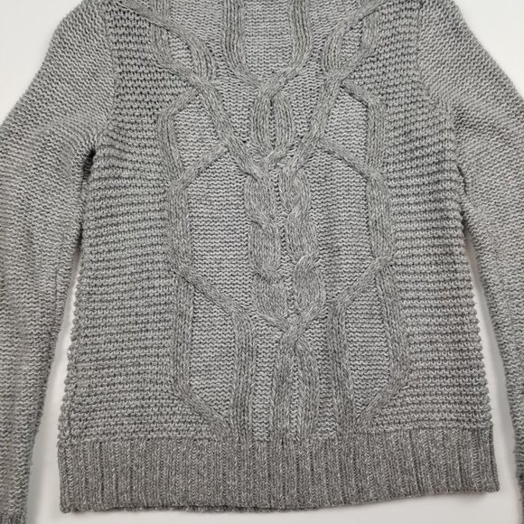 Abercrombie Gray Cable Knit Cozy Crewneck Fisherman Sweater sz S - Picture 7 of 9
